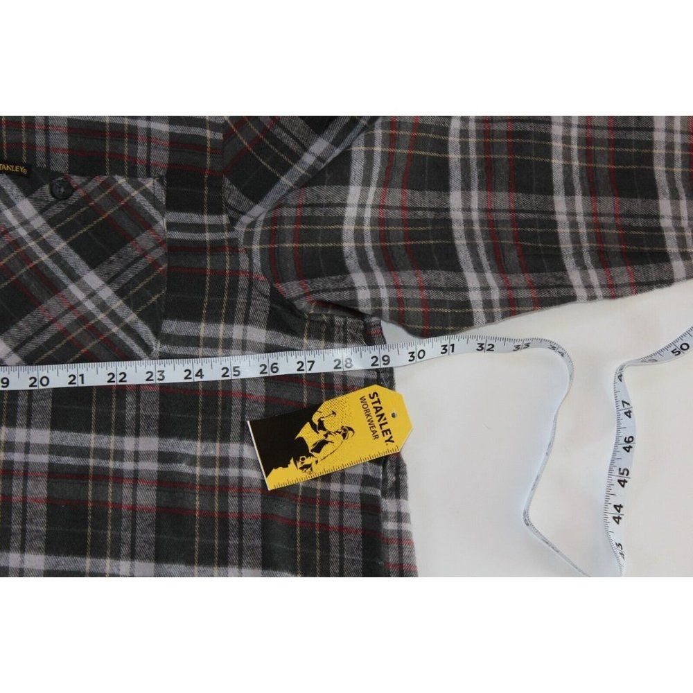 NWT Stanley Workwear Men's Long Sleeve Flannel XXL NEW 2XL Gray Plaid - Picture 5 of 10